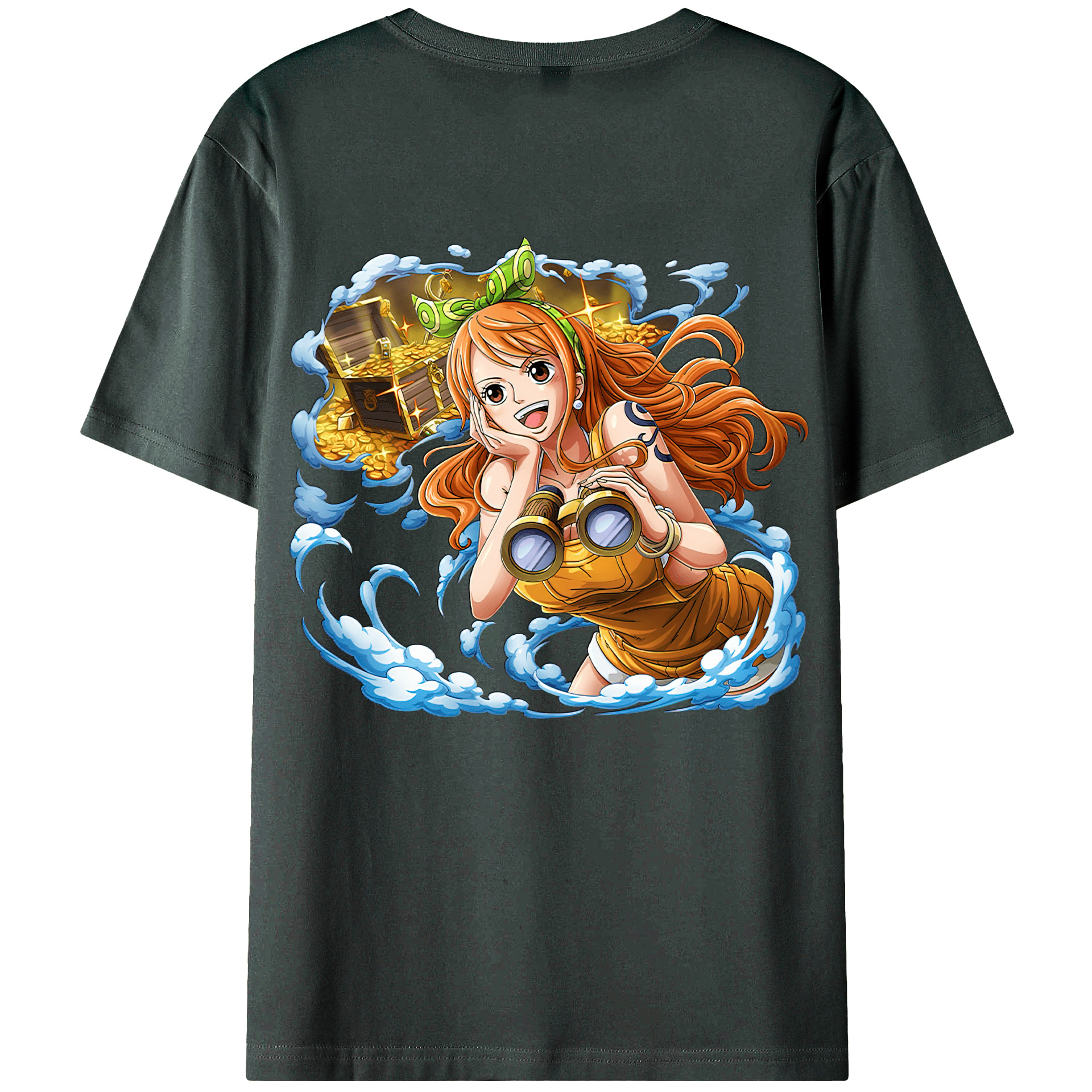 （画像用） ワンピース ナミ ONE PIECE Nami 綿100％ メンズ半袖Tシャツ（バックプリント） 通気性